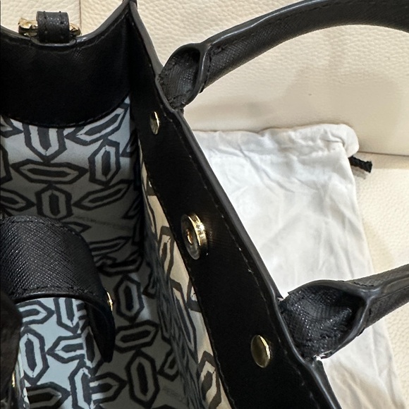 REBECCA MINKOFF Mini MAB Black/Gold Shoulder Bag Crossbody Leather Tote - Picture 13 of 14